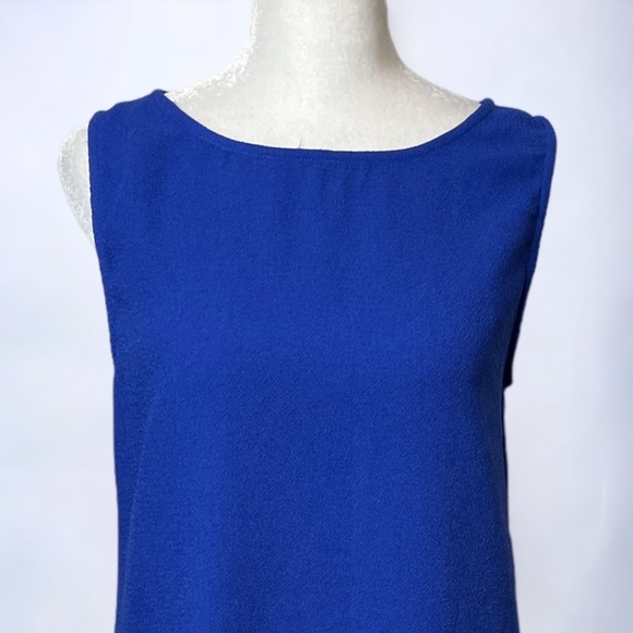 MITTOSHOP Size S Women's Cute Lightweight CREPE SCALLOP Hem Zip Dress Blue - Picture 2 of 8